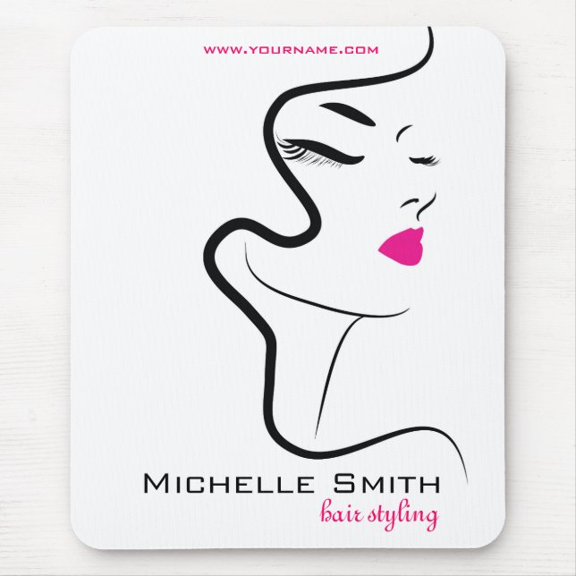 Girl with wavy hair Hairstyling branding icon Mouse Pad (Front)