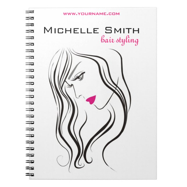 Girl with wavy hair Hairstyling branding icon Notebook (Front)