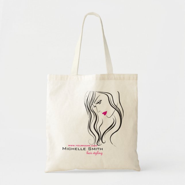 Girl with wavy hair Hairstyling branding icon Tote Bag (Front)