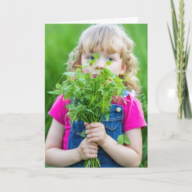 Girl With Weeds For Mum Card (Front)
