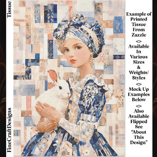 Girl with White Rabbit, Patchwork EB9L Decoupage Tissue Paper