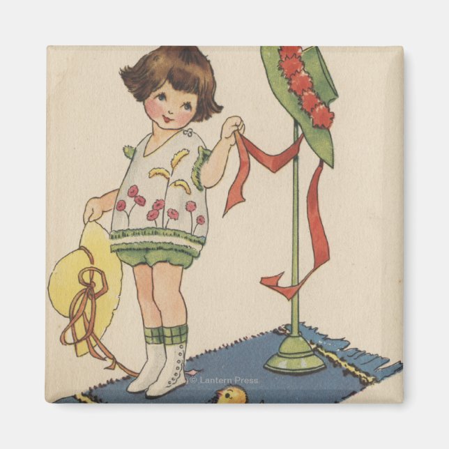 Girl with Yellow Hat and Chick Magnet (Front)