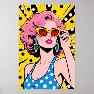Girl with Yellow Sunglasses Pop Art Poster
