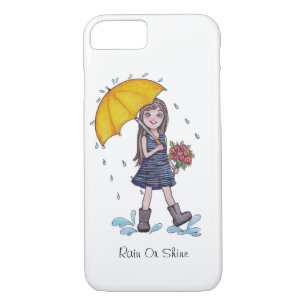 Girl With Yellow Umbrella In Watercolor iPhone 8/7 Case