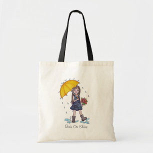 Girl With Yellow Umbrella In Watercolor Tote Bag