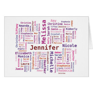 Girl Woman Names Word Cloud - Pink and Orange