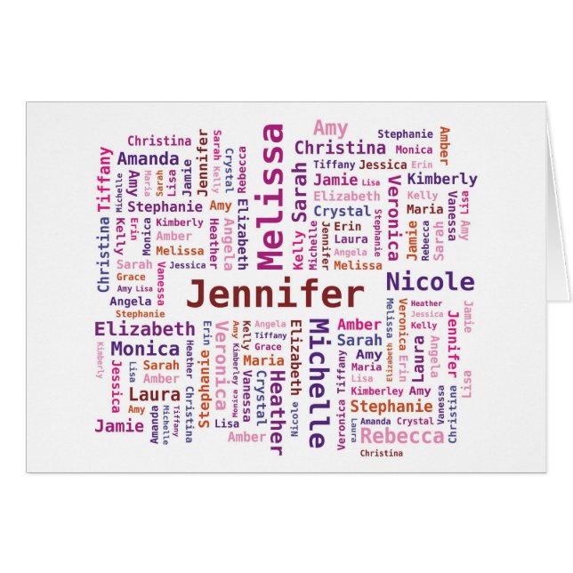 Girl Woman Names Word Cloud - Pink and Orange (Front Horizontal)
