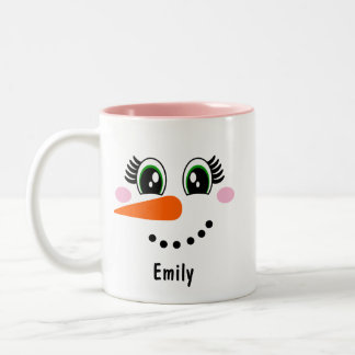 Girl/Woman Snowman Face Personalized Coffee Mug