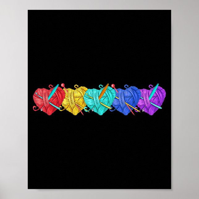 Girl Women's Yarn Crochet Knitting Funny Gift  Poster (Front)