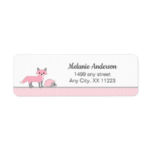 Girl woodland animal baby shower return address label