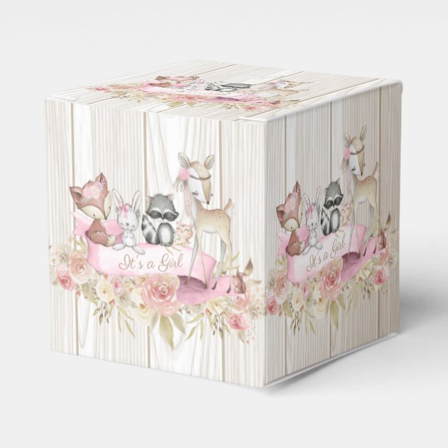 Girl Woodland Baby Shower Favour Box (Front Side)