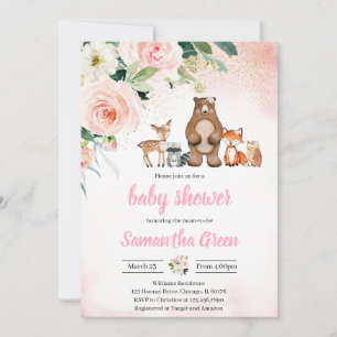 Girl Woodland Baby Shower Invitation
