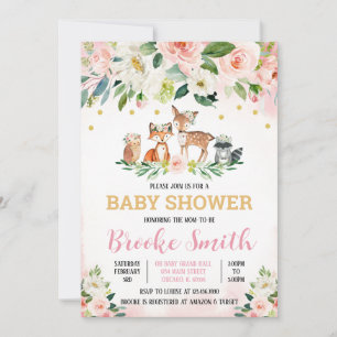 Girl Woodland Baby Shower Invitation