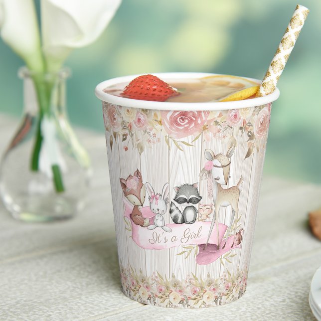 Girl Woodland Baby Shower Paper Cups (Creator Uploaded)
