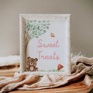 Girl Woodland Baby Shower Sweet Treats Poster