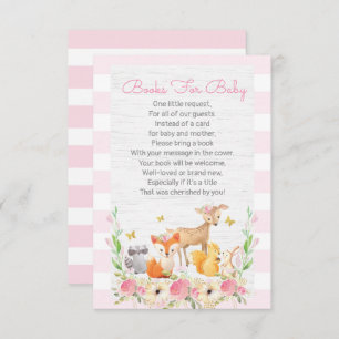 Girl Woodland Book Request Card, Books For Baby Invitation