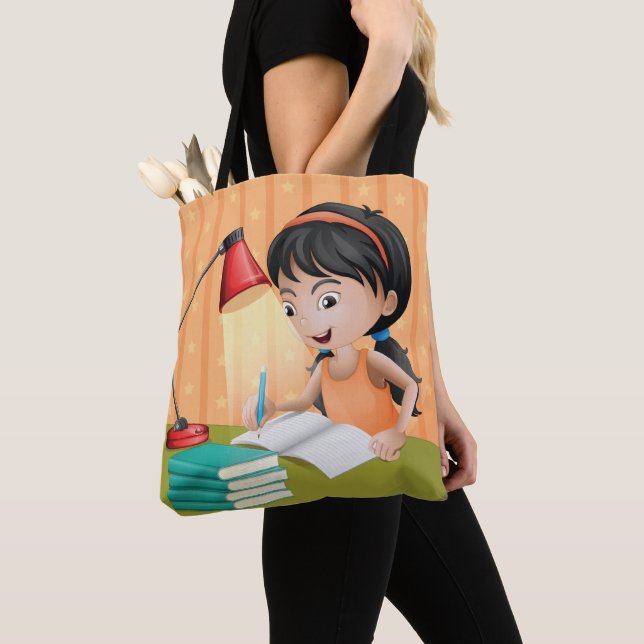 Girl Working At A Desk Tote Bag (Close Up)
