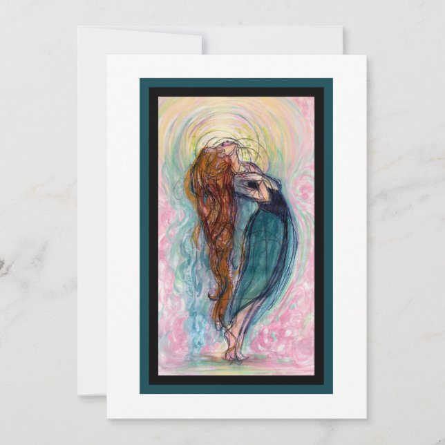 "Girl Worshiping."  Flat Card (Front)