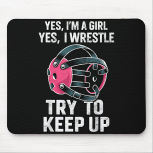 Girl Wrestle Try to Keep Up Wrestling Wrestler Mouse Pad