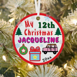 ' Girl Yearly Christmas Pink Car Metal Tree Decoration