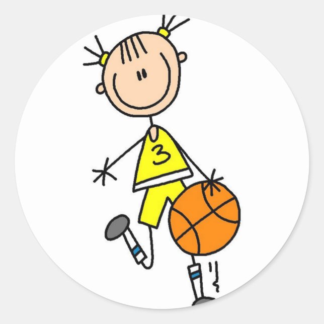 Girl Yellow Jersey Basketball Sticker (Front)