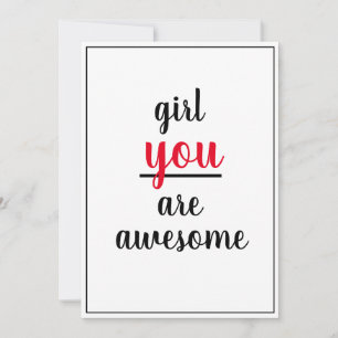  Girl You Are Awesome Kind Gesture Female Person Thank You Card