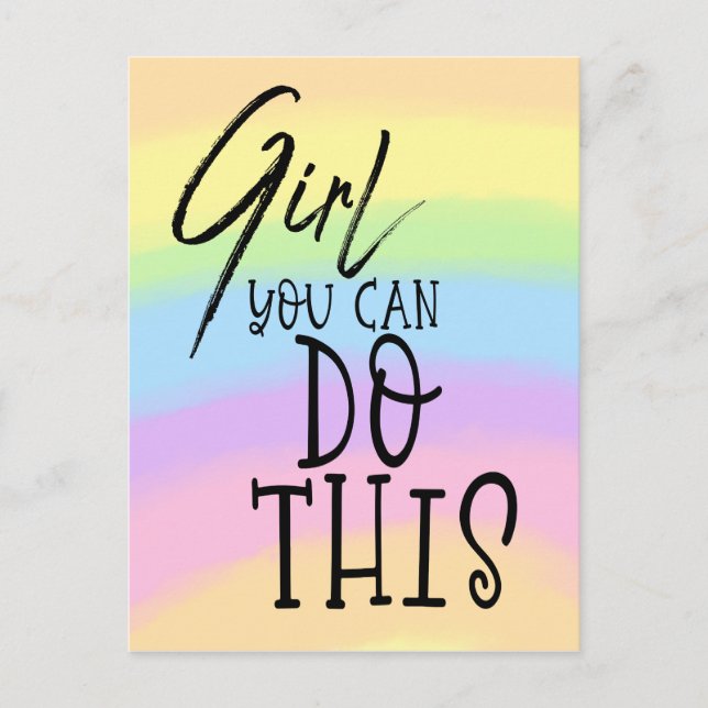 Girl You Can Do This Inspiring Quote Rainbow Colou Postcard (Front)