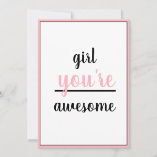 Girl You're Awesome Kind Gesture Girly Modern Thank You Card
