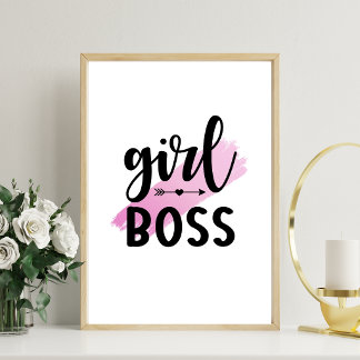 Girlboss motivation modern woman office bedroom poster