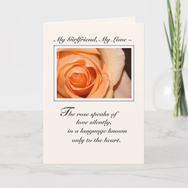 Girlfriend, Anniversary Love Orange Rose Card (Front)