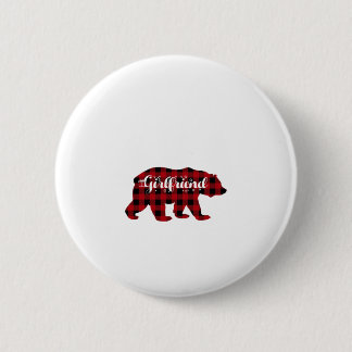Girlfriend Bear Buffalo Red Plaid Matching Family 6 Cm Round Badge