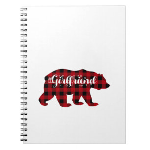Girlfriend Bear Buffalo Red Plaid Matching Family Notebook