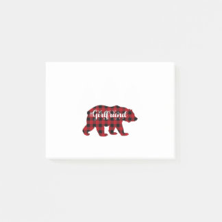 Girlfriend Bear Buffalo Red Plaid Matching Family Post-it Notes