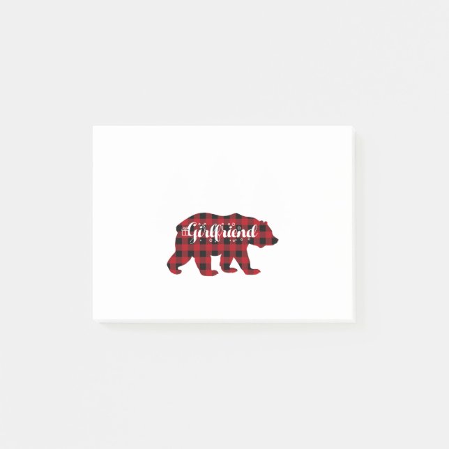 Girlfriend Bear Buffalo Red Plaid Matching Family Post-it Notes (Front)
