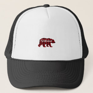Girlfriend Bear Buffalo Red Plaid Matching Family Trucker Hat