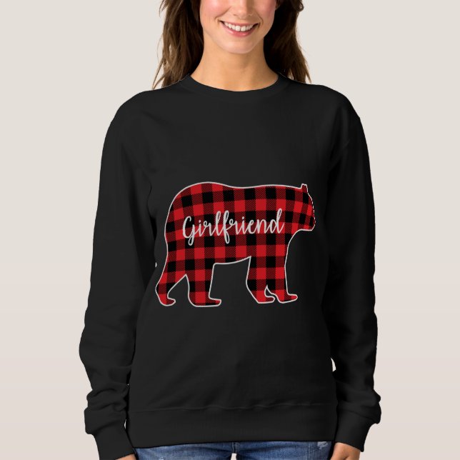 Girlfriend Bear Red Plaid Family Matching Christma Sweatshirt (Front)