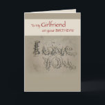 Girlfriend Birthday Love, Writing in Sand on Beach Card<br><div class="desc">Very special card to send to your girlfriend on her birthday to let her know how much you love her.</div>