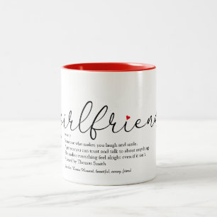 Girlfriend Definition Chic Script Love Heart Two-Tone Coffee Mug