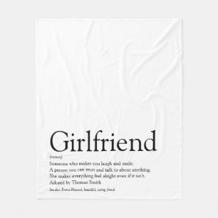Girlfriend Definition Cool Fun Black and White Fleece Blanket