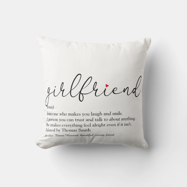 Girlfriend Definition Elegant Script Love Heart Cushion (Front)