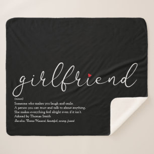 Girlfriend Definition Love Heart Elegant Script Sherpa Blanket