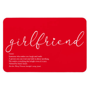 Girlfriend Definition Script Love Heart Red Magnet