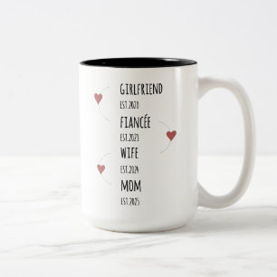 Girlfriend Fiancée Wife Mum Custom Dates Two-Tone Coffee Mug
