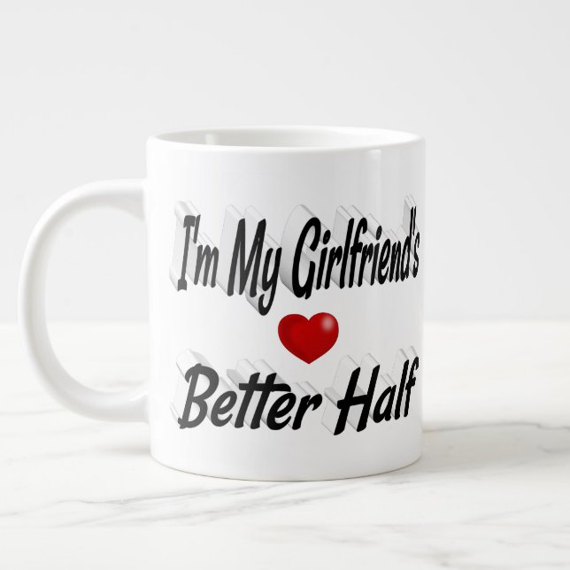 Girlfriend funny quote black text large coffee mug (Left)