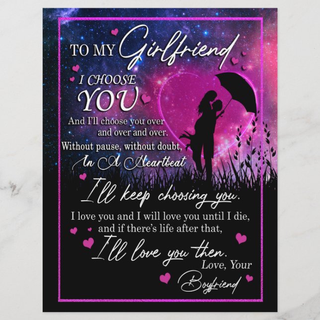 Girlfriend Gifts | Letter To My Girlfriend Custom Letterhead (Front)