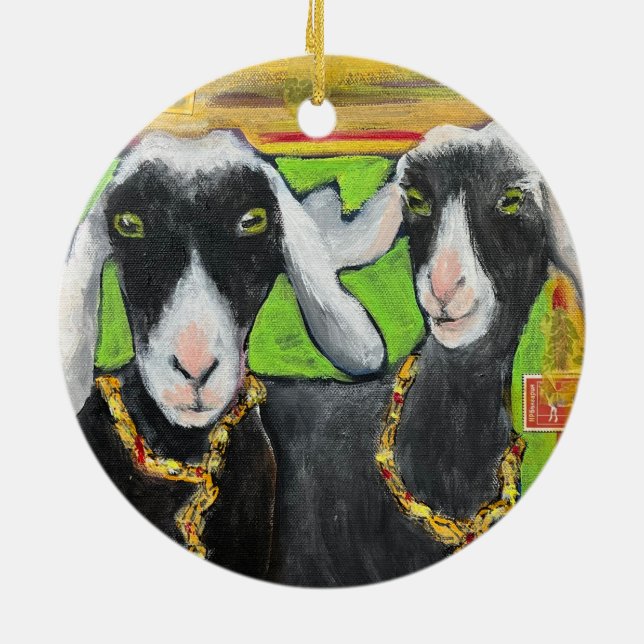Girlfriend Goat Love ceramic ornament (Back)