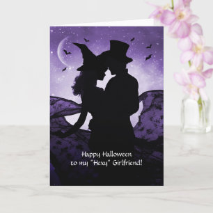Girlfriend Happy Halloween Witch and Warlock  Card