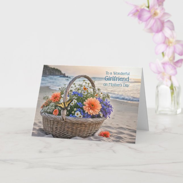 Girlfriend Happy Mothers Day  Flowers Beach Card (Orchid)
