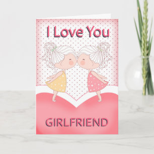 Girlfriend, Lesbian, Cute Kissing Couple Valentine Holiday Card