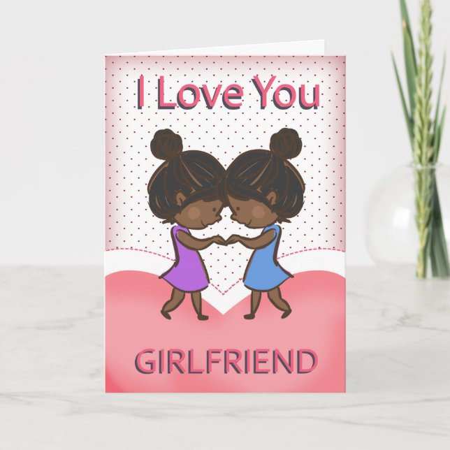 Girlfriend, Lesbian, Cute Loving African American Card (Front)